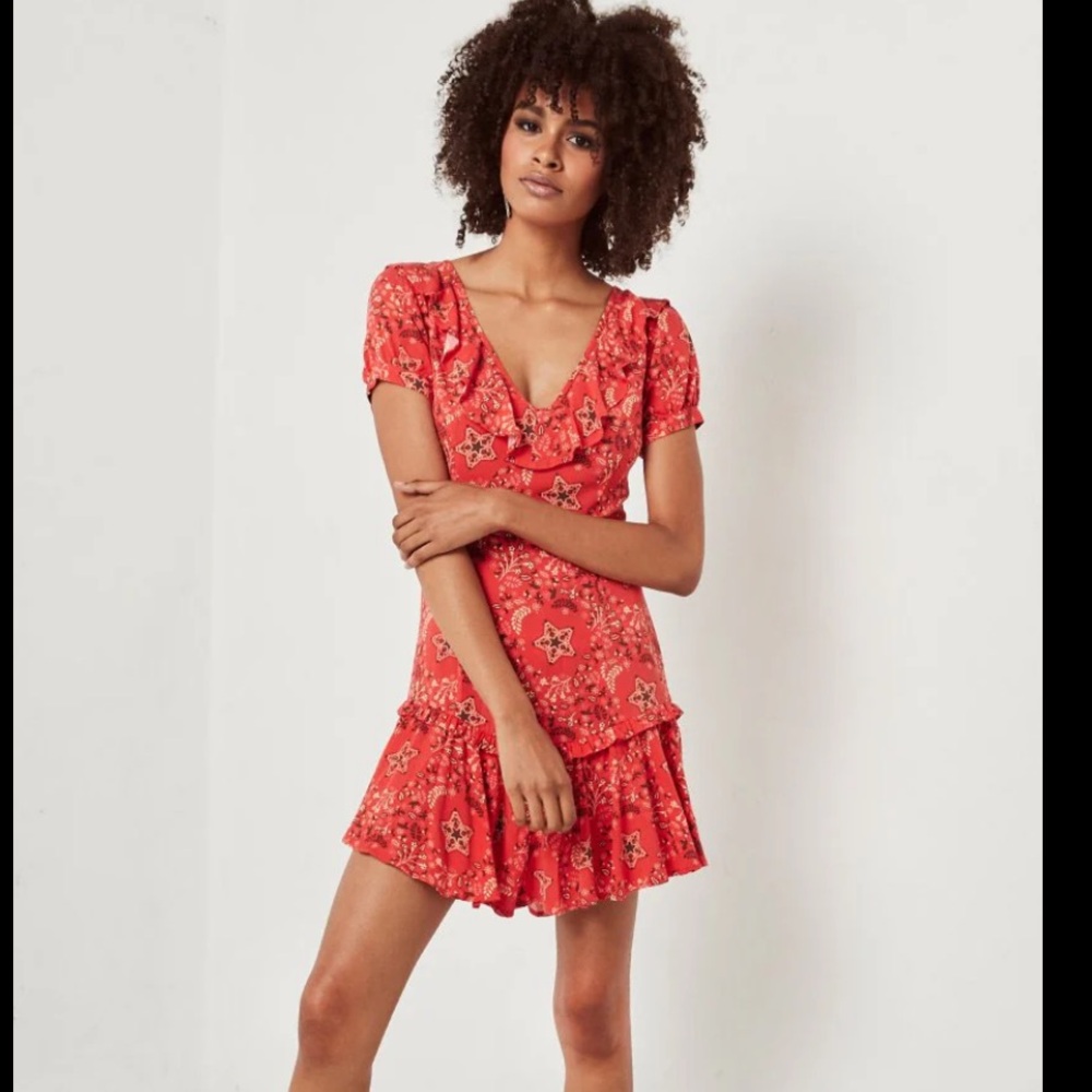 Spell Celestial Mini Dress in Flame Red